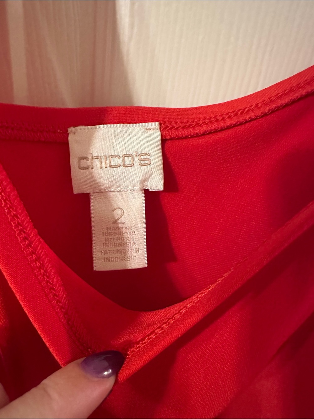Chico's One Shoulder Red Ruffle Blouse - Picture 2 of 2